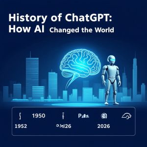 History of ChatGPT and AI evolution timeline banner
