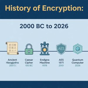 History of encryption timeline 2000 BC to 2026